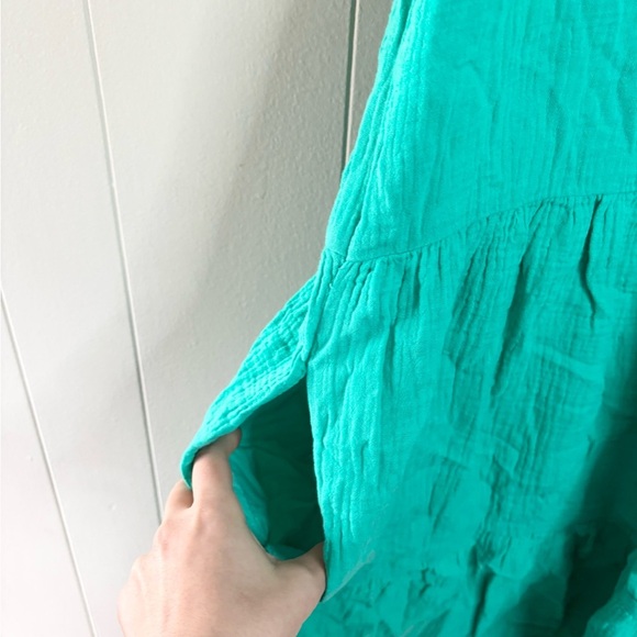 J Crew ruffle tiered mini cotton gauze dress green size 0 new - Picture 8 of 8